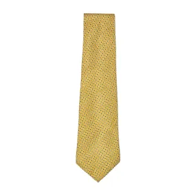 1990’S POLO RALPH LAUREN MADE IN USA PRINTED SQUARES YELLOW SILK HANDMADE NECK TIE