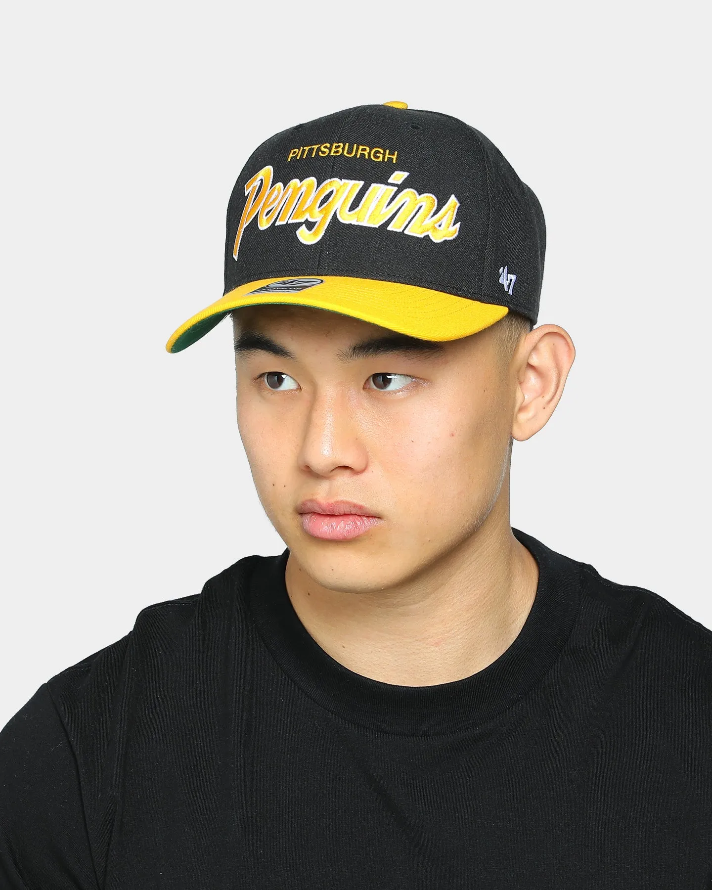 47 Brand Men's Pittsburgh Penguins Script MVP DP Snapback Black/Gold