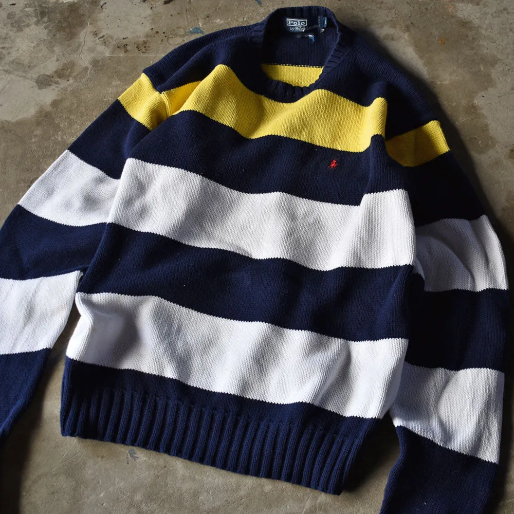 90's　Polo Ralph Lauren/ポロ ラルフローレン ボーダーニット コットンセーター　230222