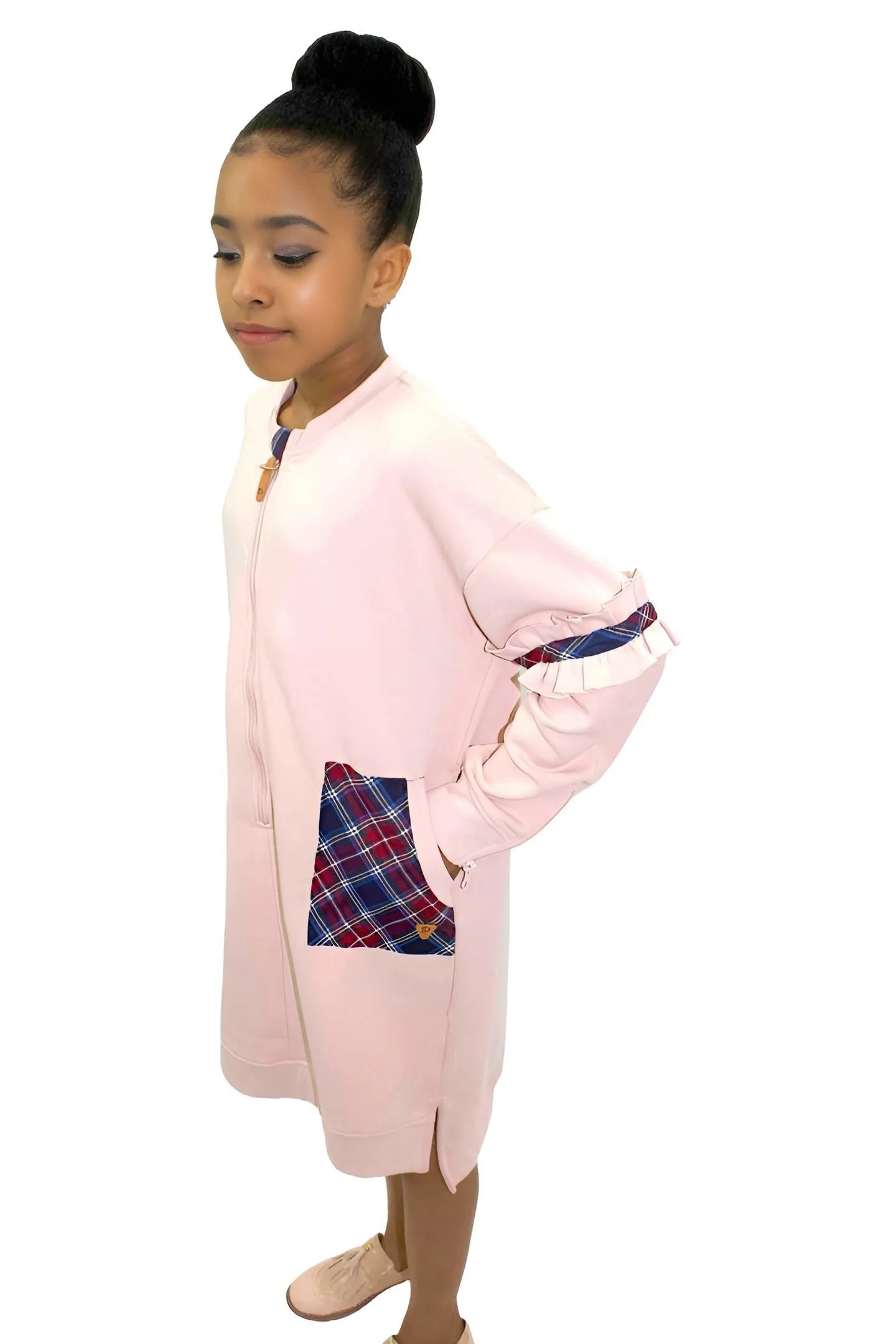 Adaptive Kids Fashion Dress: Front Long Zipper, Sleeve Easy Undressing