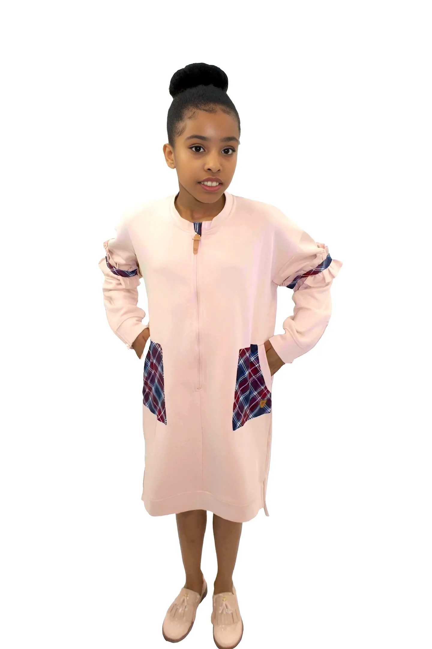 Adaptive Kids Fashion Dress: Front Long Zipper, Sleeve Easy Undressing