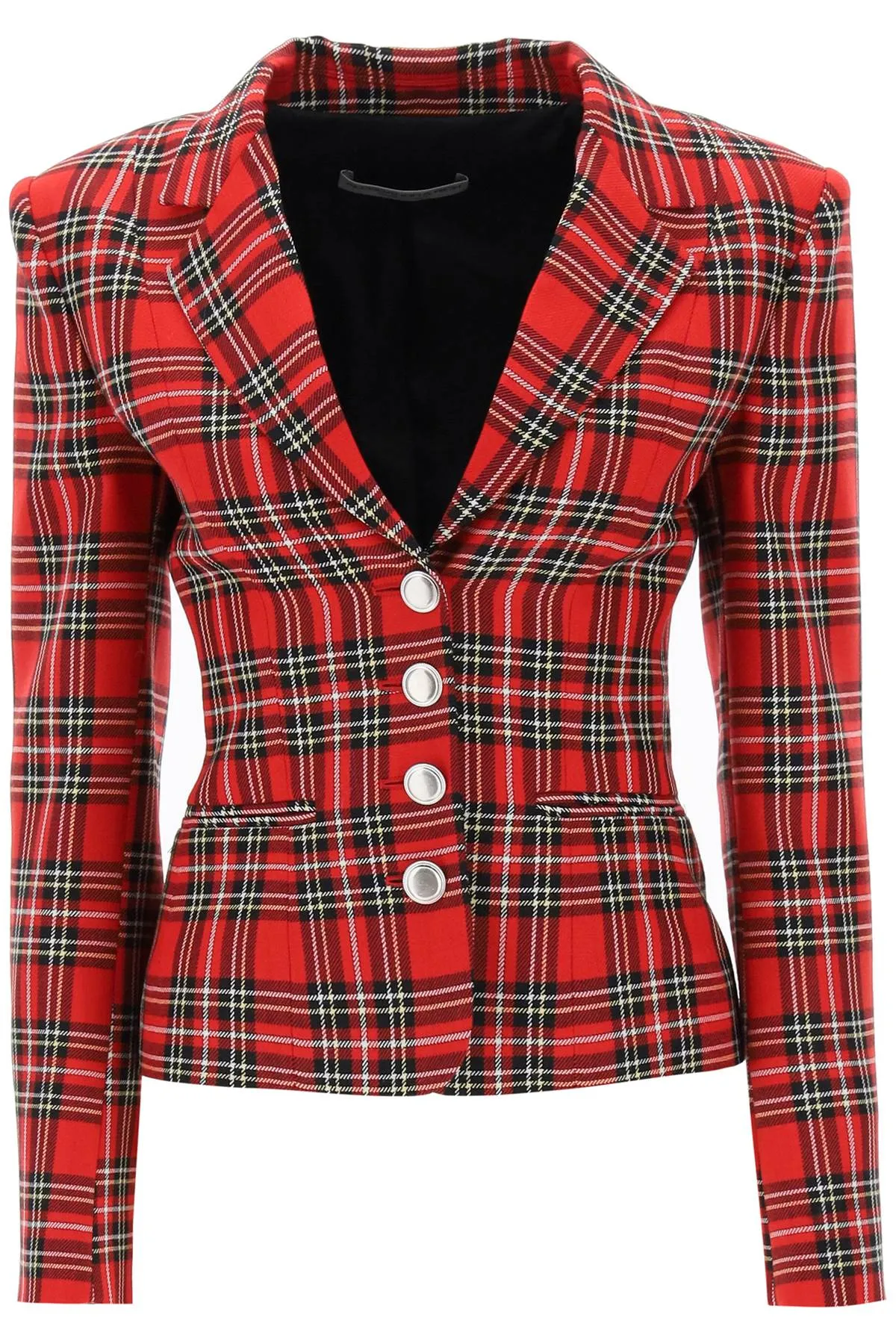 Alessandra rich wool single-breasted jacket with tartan motif