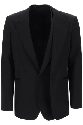 Alexander mcqueen trompe l'oeil jacket in grain de poudre