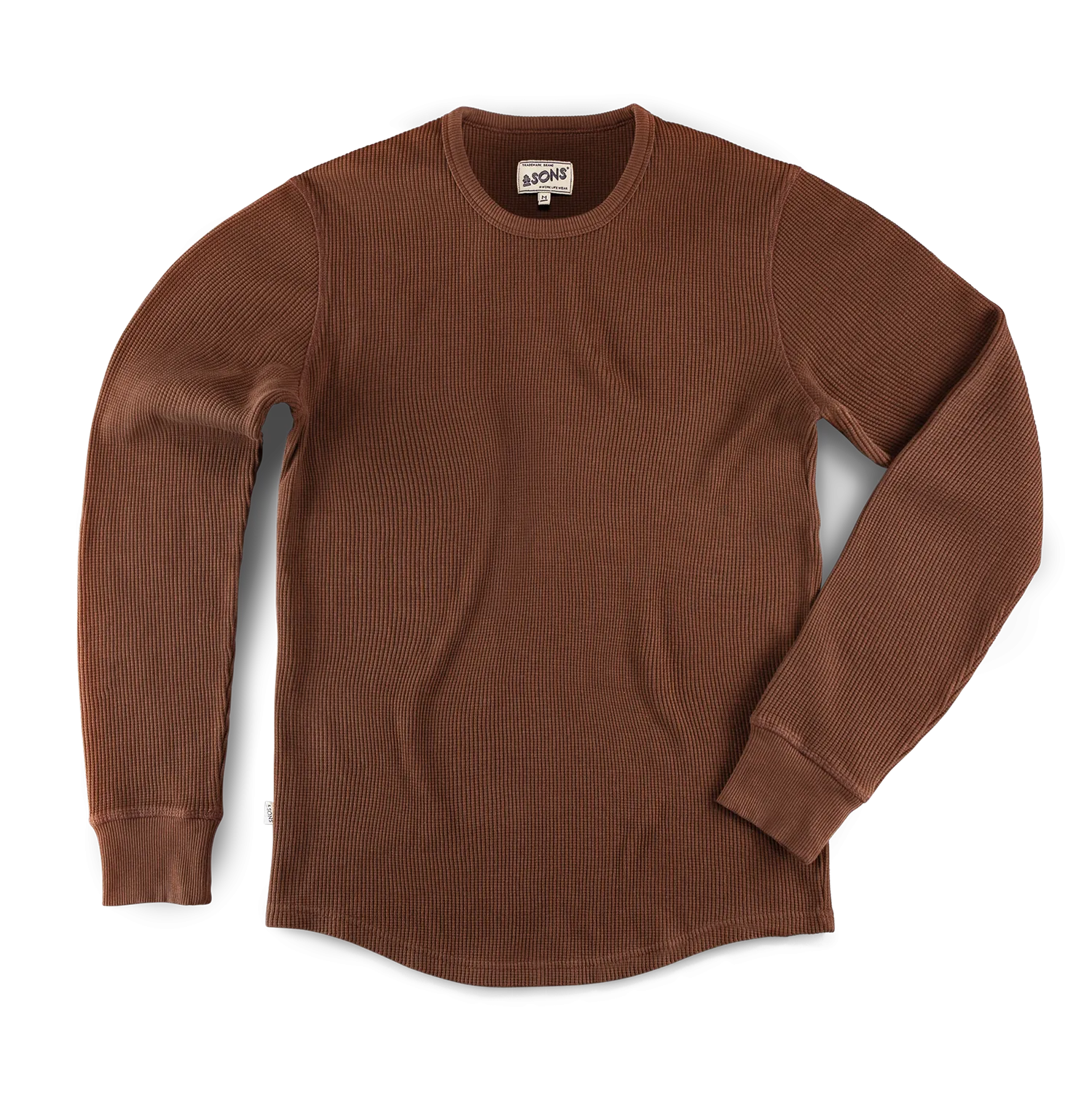 &SONS Base Waffle Crew Neck Chocolate Brown