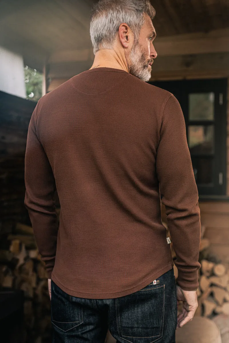 &SONS Base Waffle Crew Neck Chocolate Brown