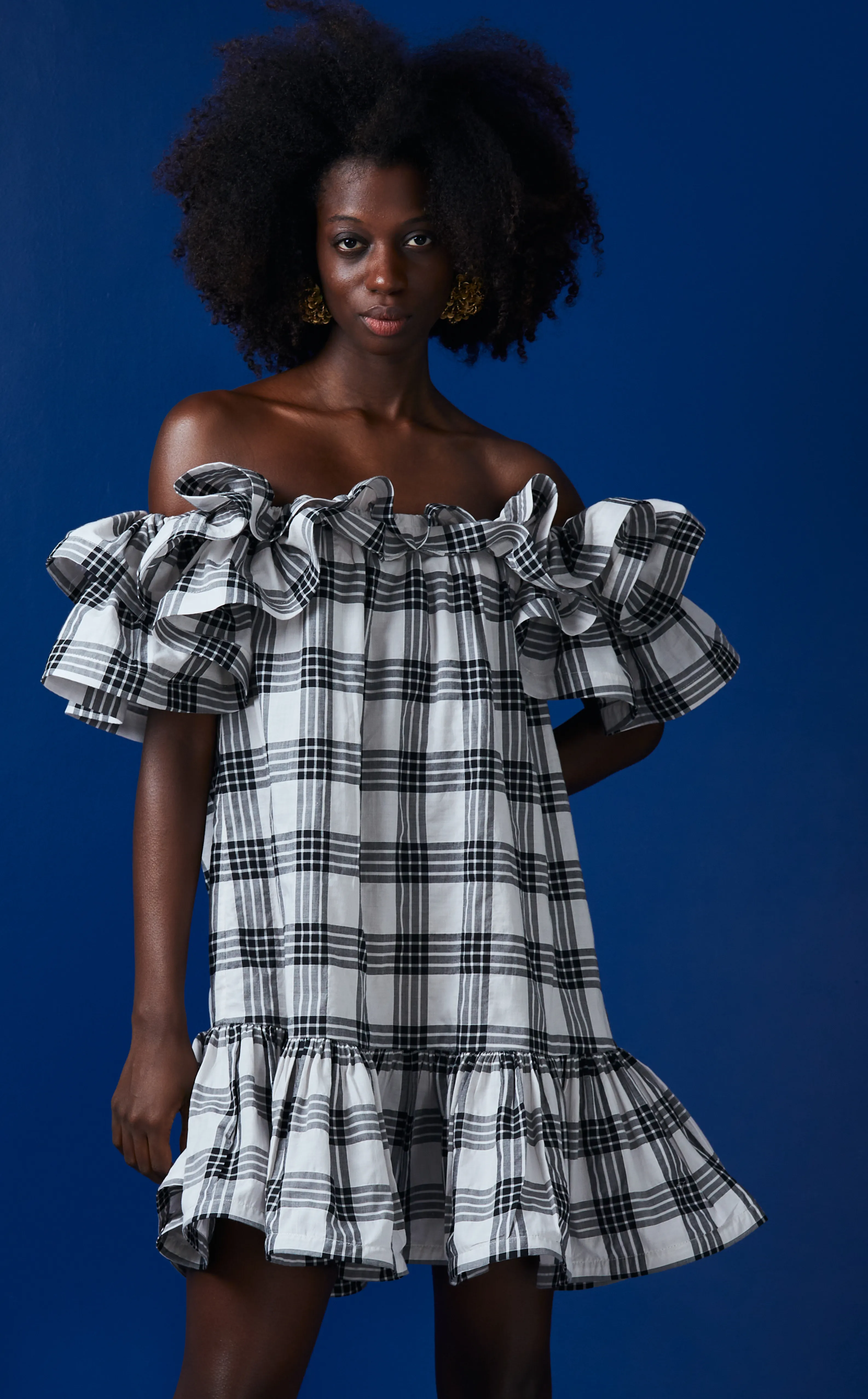 ANDORA DRESS - BLACK CHECKERED