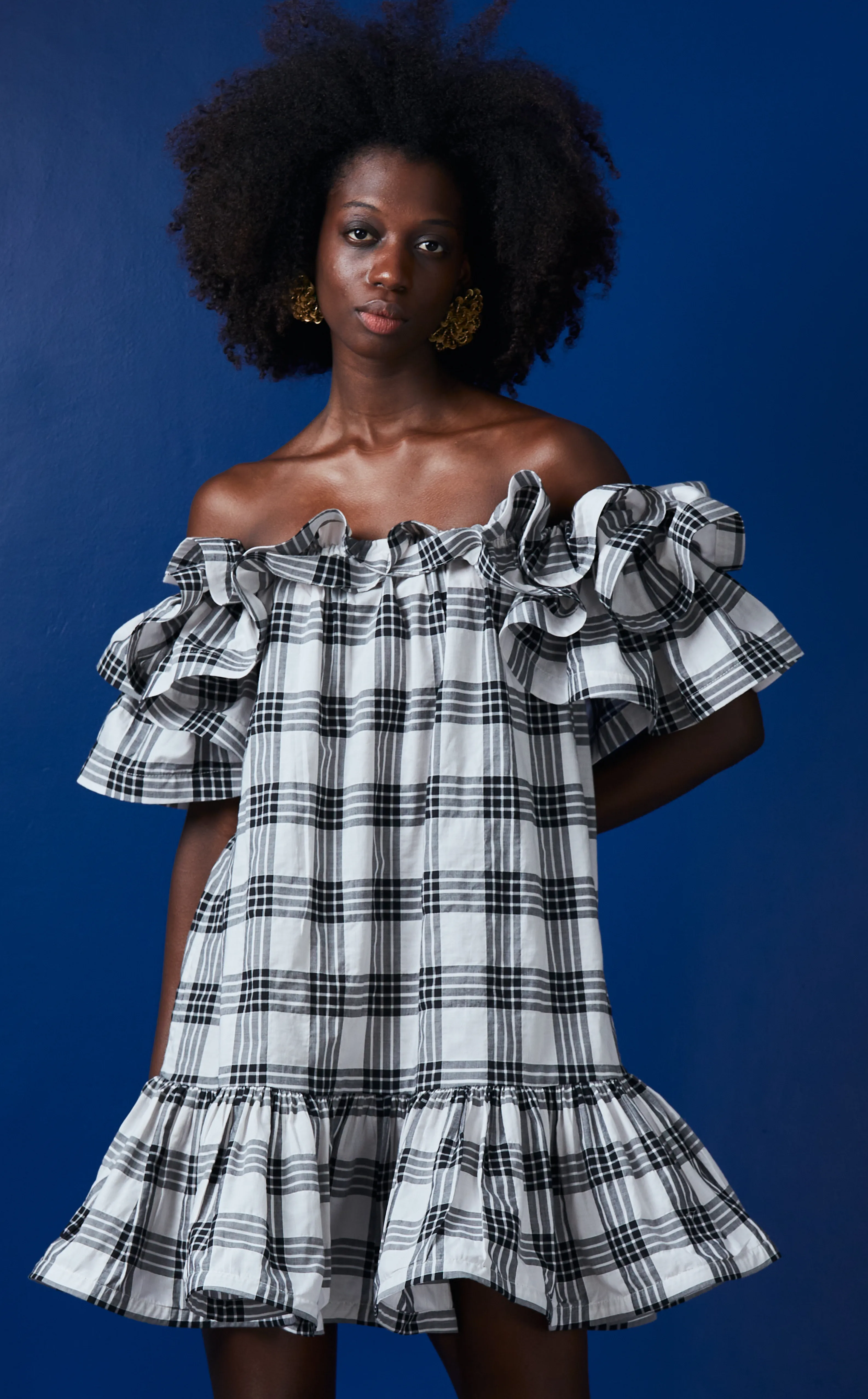 ANDORA DRESS - BLACK CHECKERED