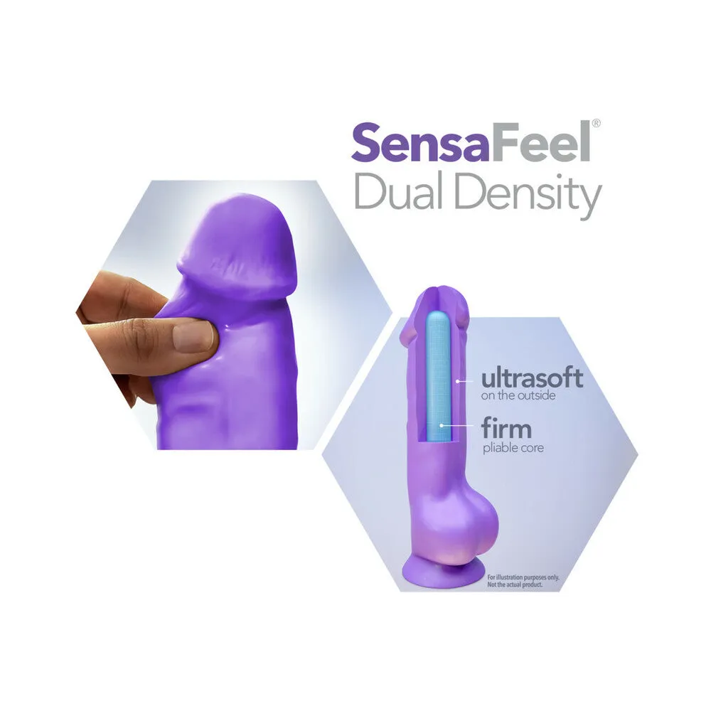 Au Naturel Bold Thrill 8.5 in. Posable Dual Density Dildo with Balls Purple