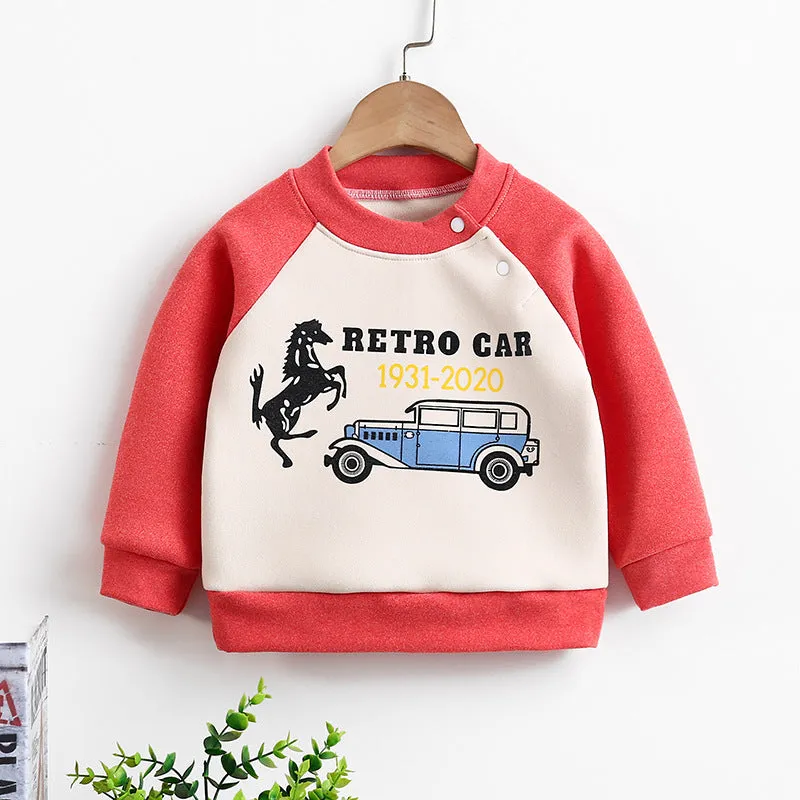 Baby Toddler Cartoon Pattern Fleece Warm Pullover