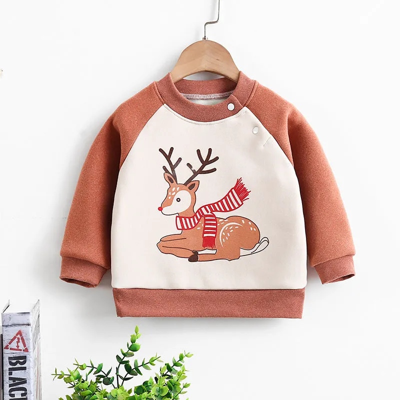 Baby Toddler Cartoon Pattern Fleece Warm Pullover