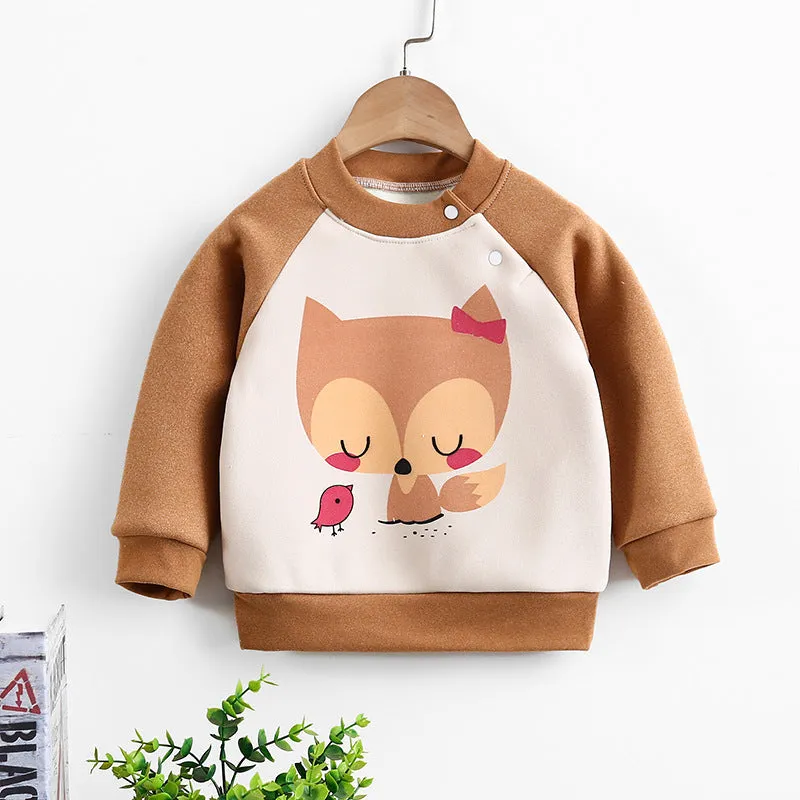 Baby Toddler Cartoon Pattern Fleece Warm Pullover