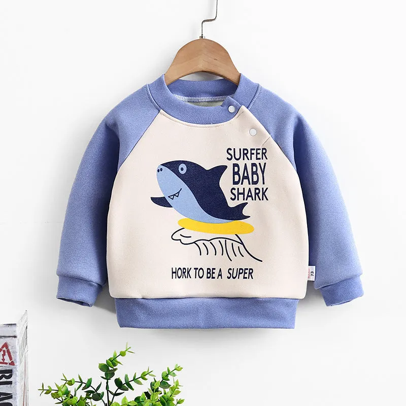 Baby Toddler Cartoon Pattern Fleece Warm Pullover