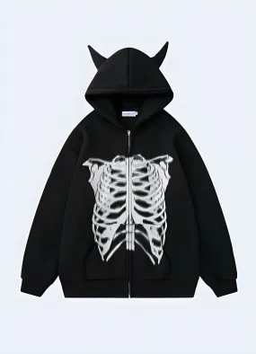 Black Hoodie With Horns