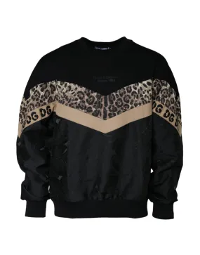 Black Leopard Crew Neck Sweatshirt Sweater