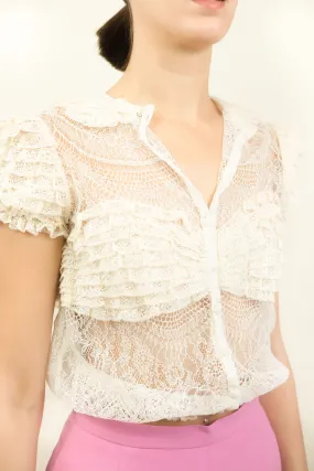 Blumarine Lace Ruffled Top