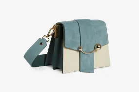 Box Crescent - Leather/Suede Duck Egg Blue/Diamond/Bottle Green