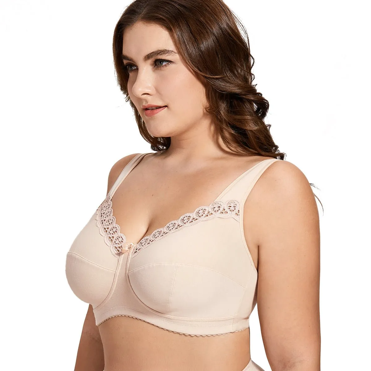 Breathable Two-layers Soft Cotton Wiress Nude Bra