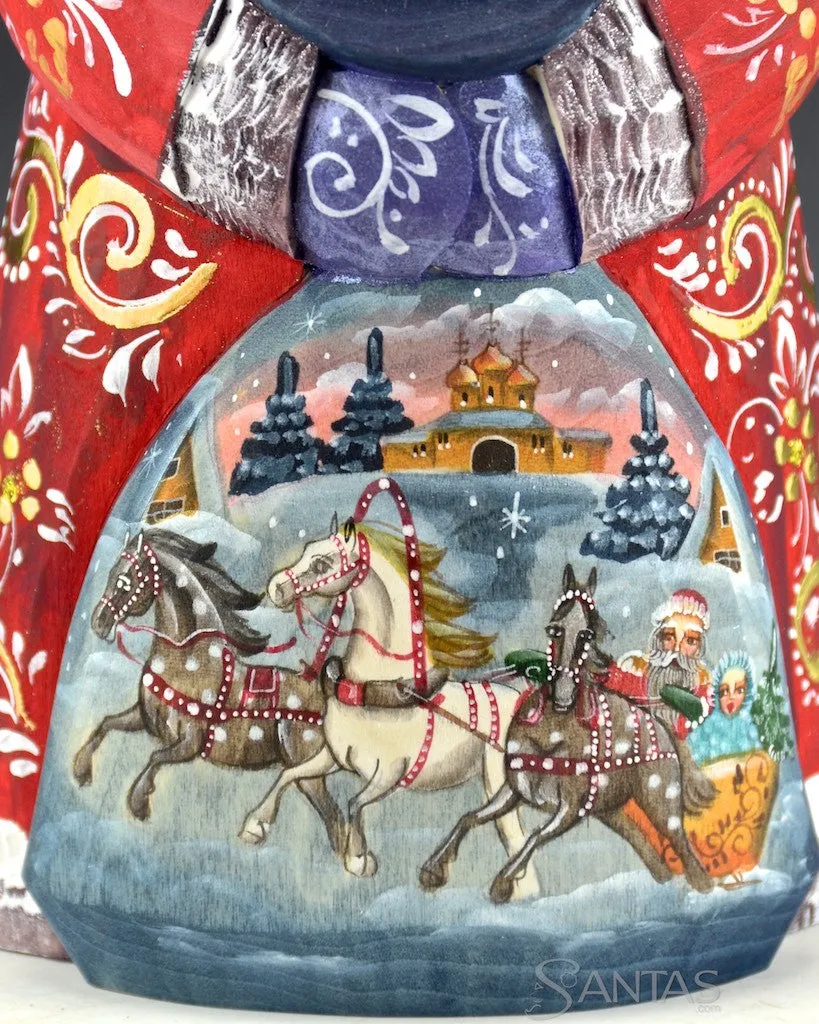 Bundled Up Russian Santa with Scenic Toybag