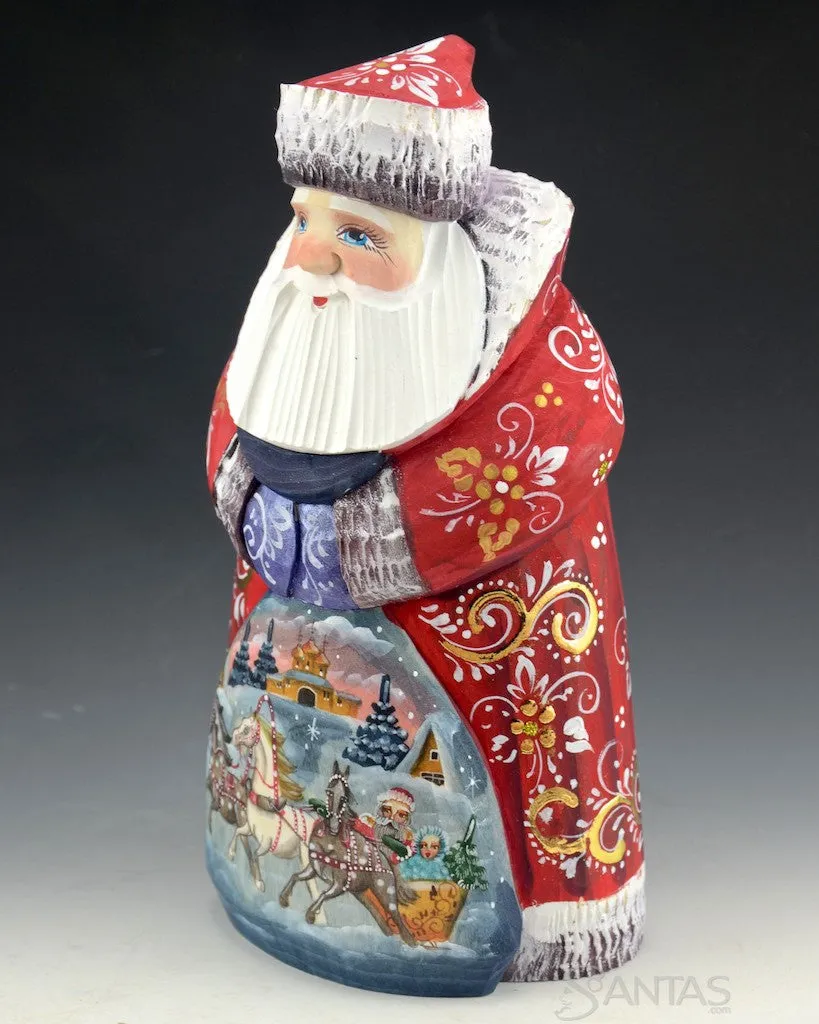 Bundled Up Russian Santa with Scenic Toybag