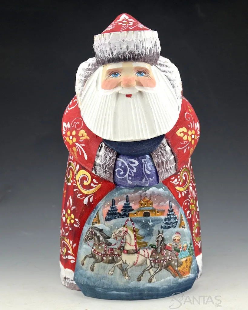 Bundled Up Russian Santa with Scenic Toybag