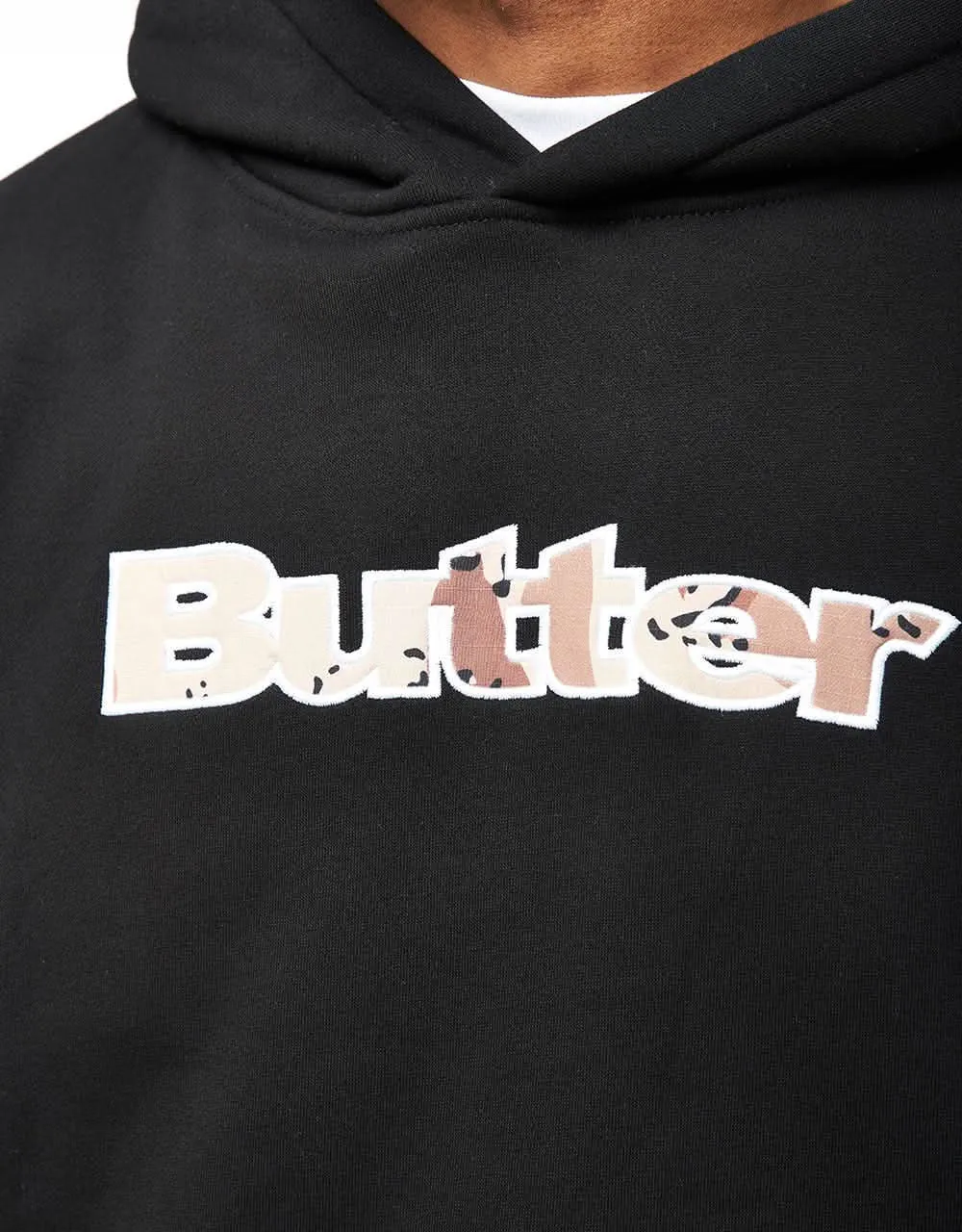 Butter Goods Logo Camo Applique Pullover Hoodie - Black