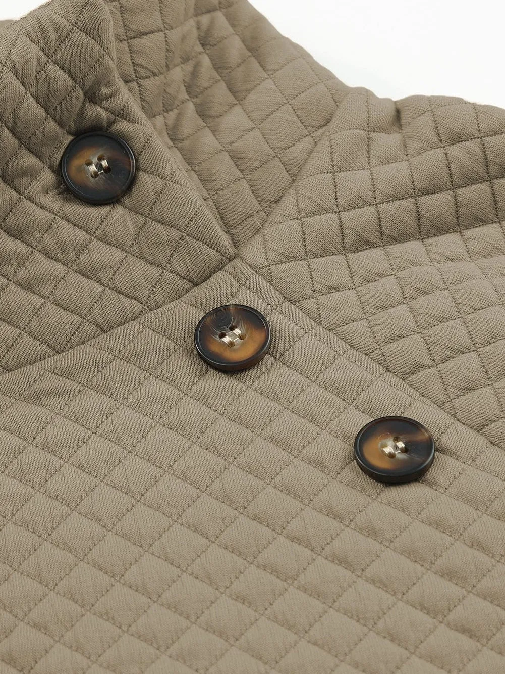 Button-Front Quilted Pullover