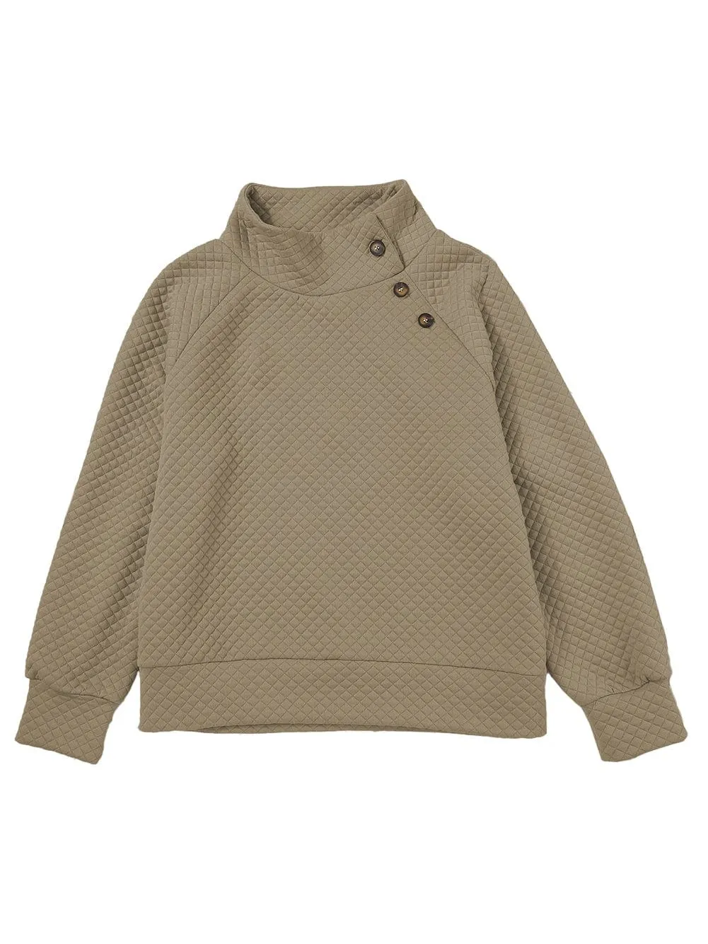 Button-Front Quilted Pullover