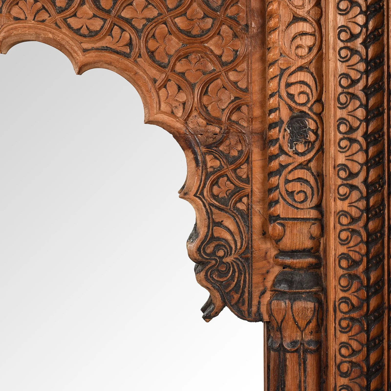 Carved Teak Window Mirror From Maharashtra - 19th Century