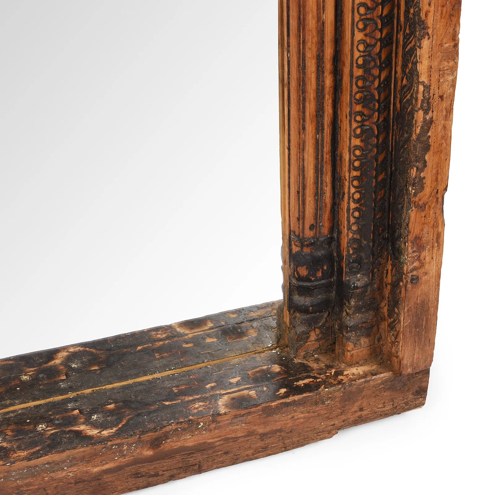 Carved Teak Window Mirror From Maharashtra - 19th Century