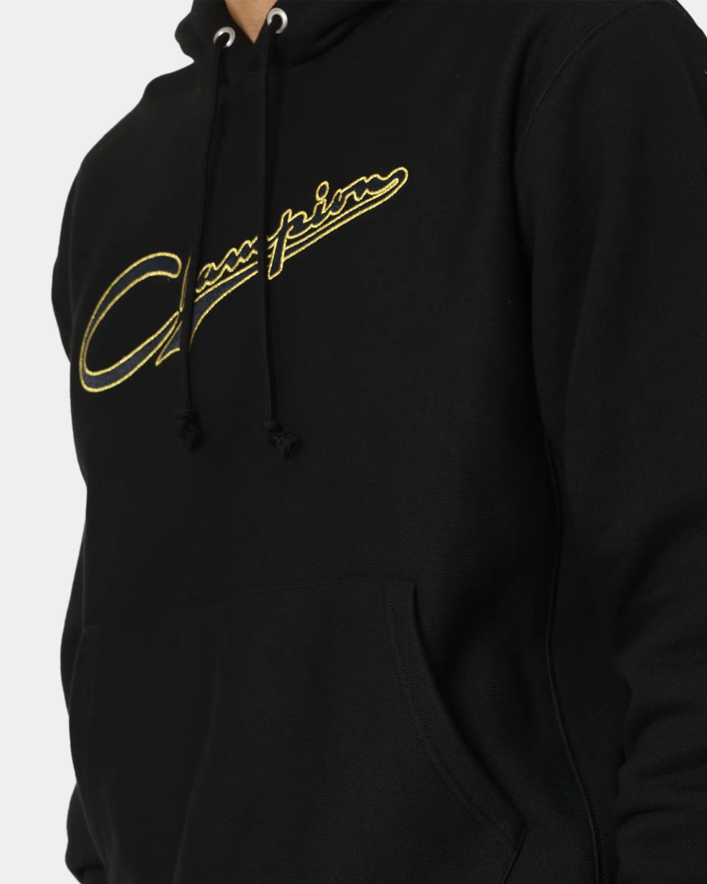 Champion Reverse Weave Archive Script Hoodie Black/Gold