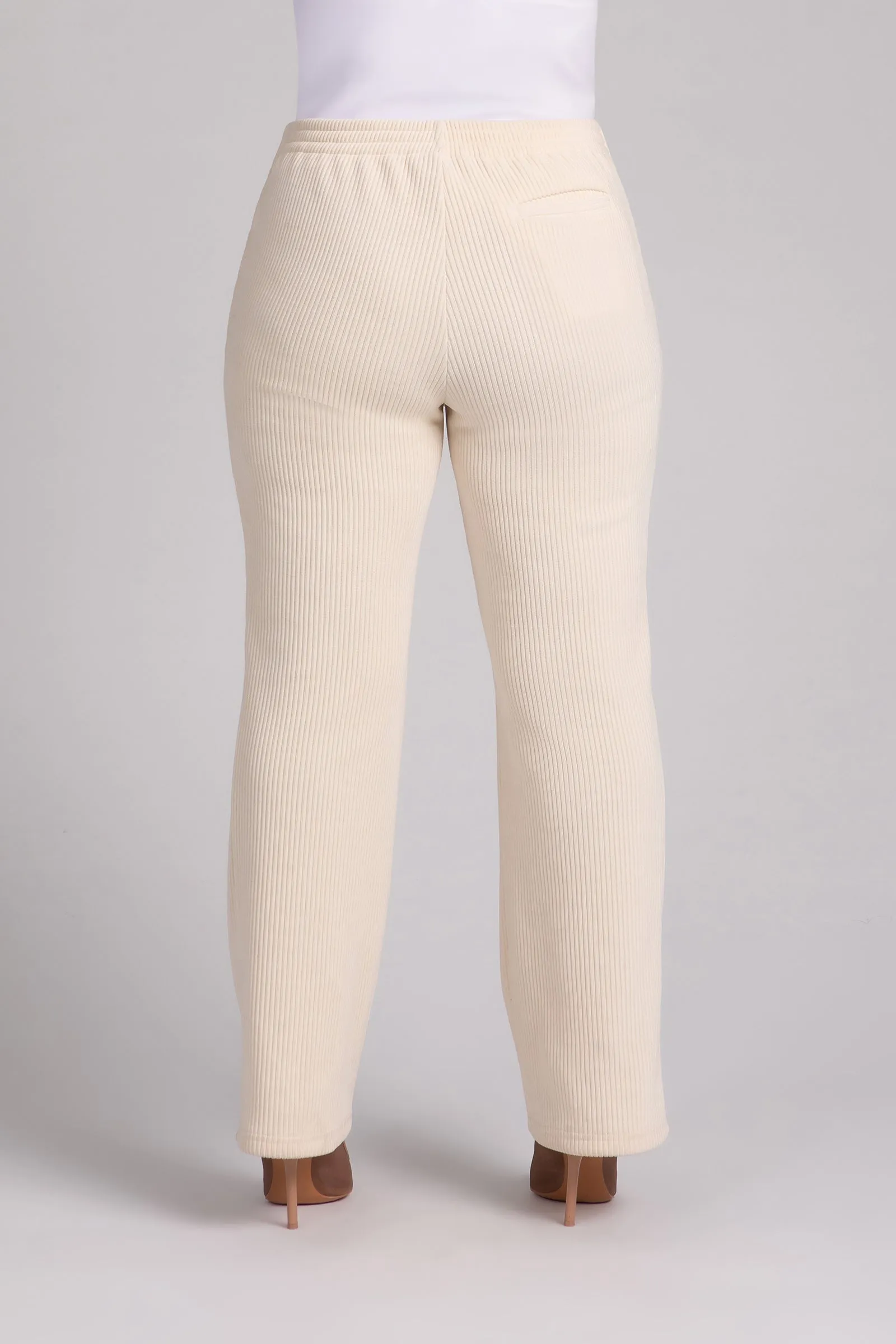 Chenille Cord Pull On Stovepipe Pant | Antique White