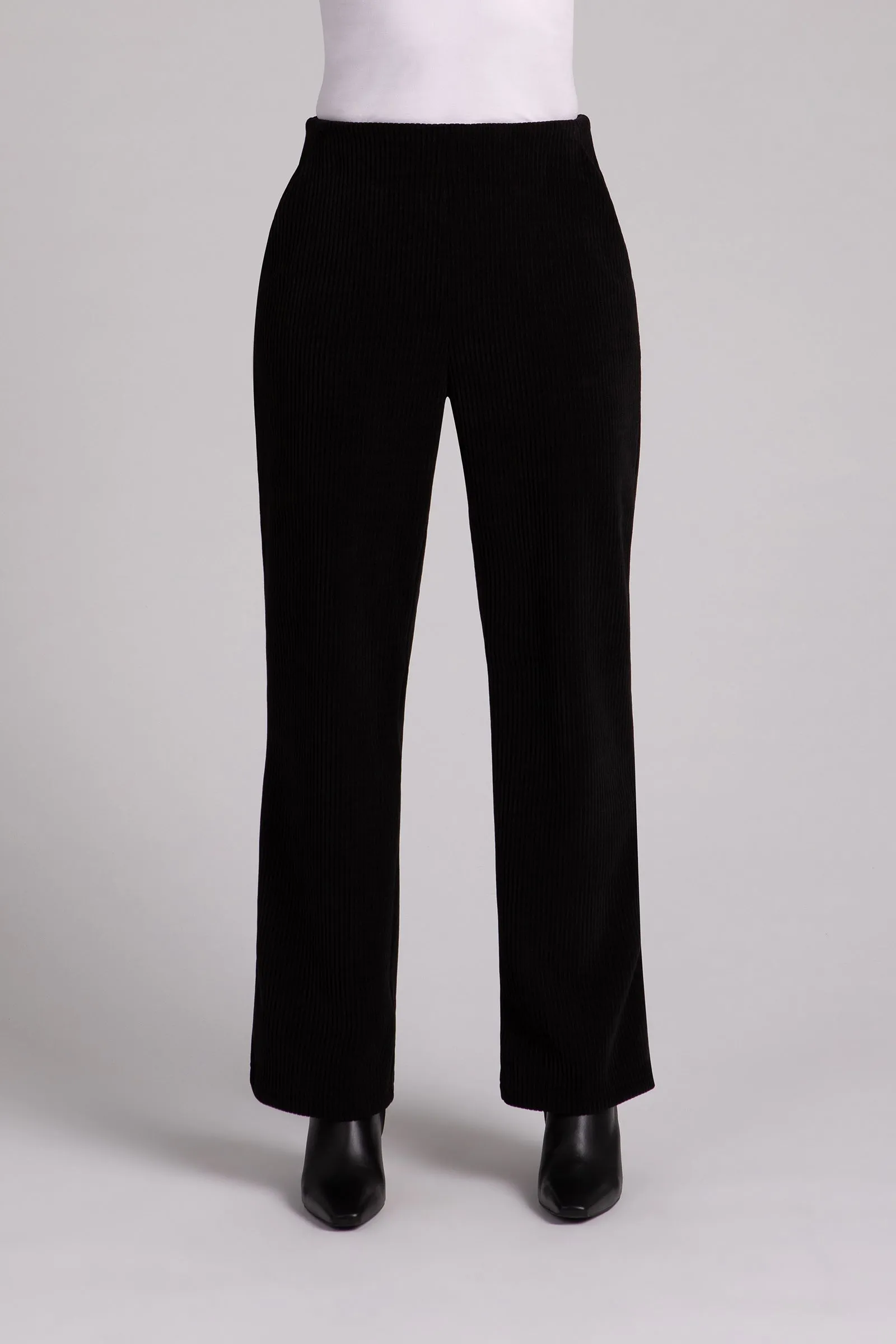 Chenille Cord Pull On Stovepipe Pant | Black