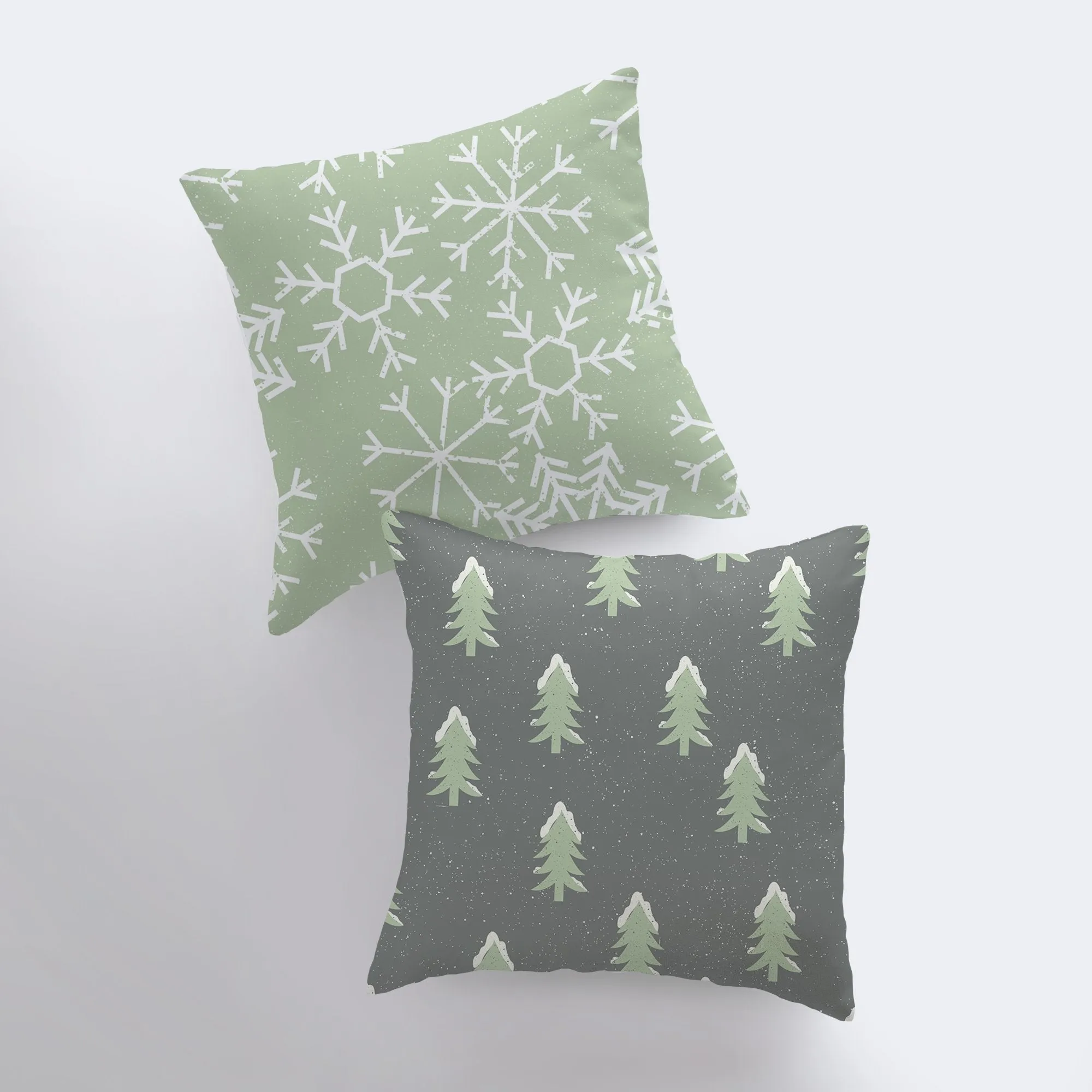 Christmas Trees | Throw Pillow | Pillow Cover | Snow Flakes | Trees |