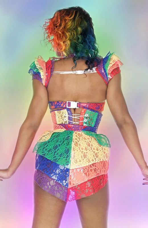 Clear PVC and Lace Rainbow shrug