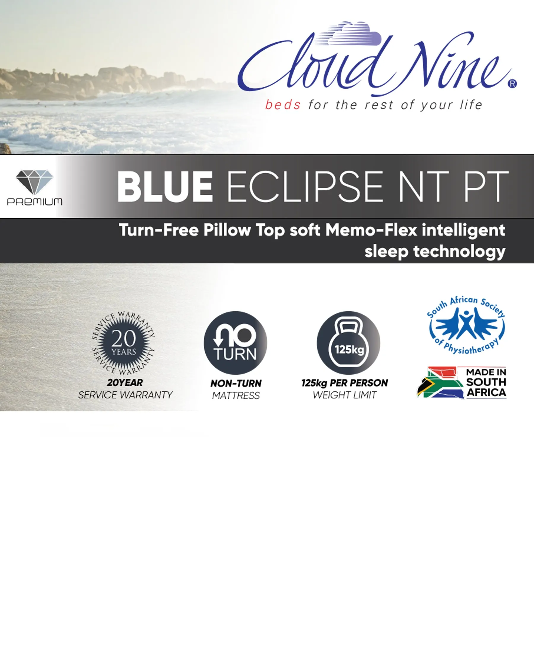 Cloud Nine Blue Eclipse NT PT King Bed