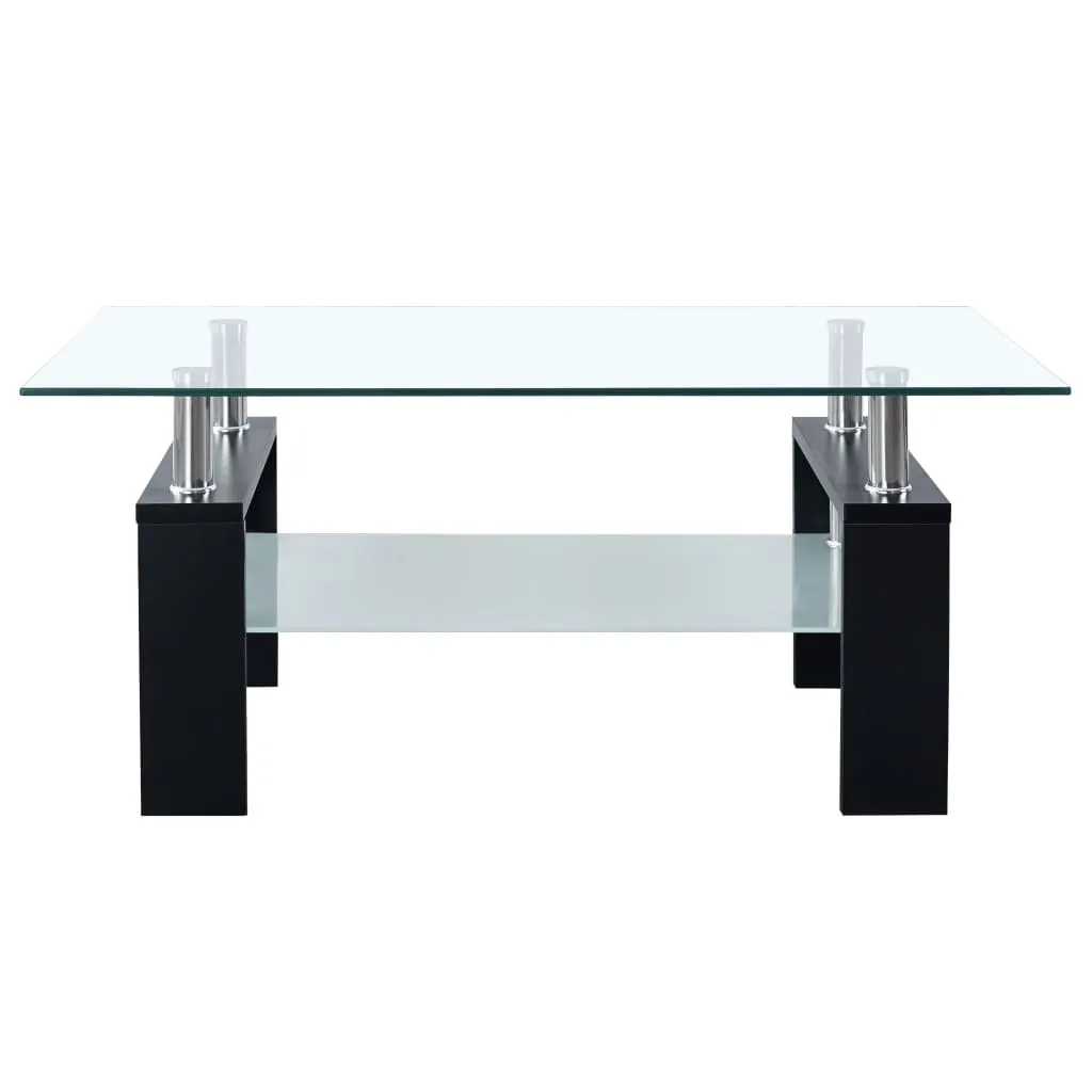 Coffee Table Black and Transparent 95x55x40 cm Tempered Glass