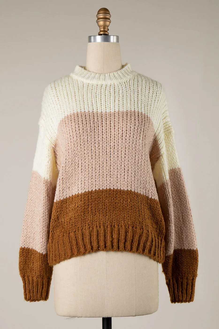 COLOR BLOCK CABLE KNIT SWEATER 1 PACK