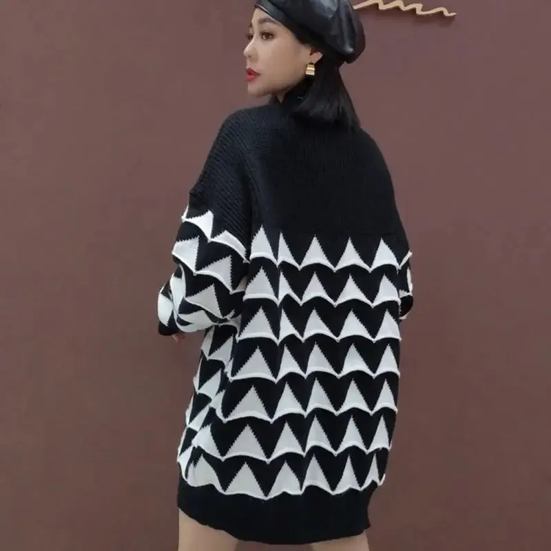 Contrast Triangles Knitted Oversize Sweater