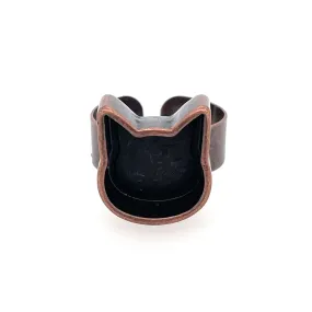 Copper Cat Head Deep Closed Bezel Ring