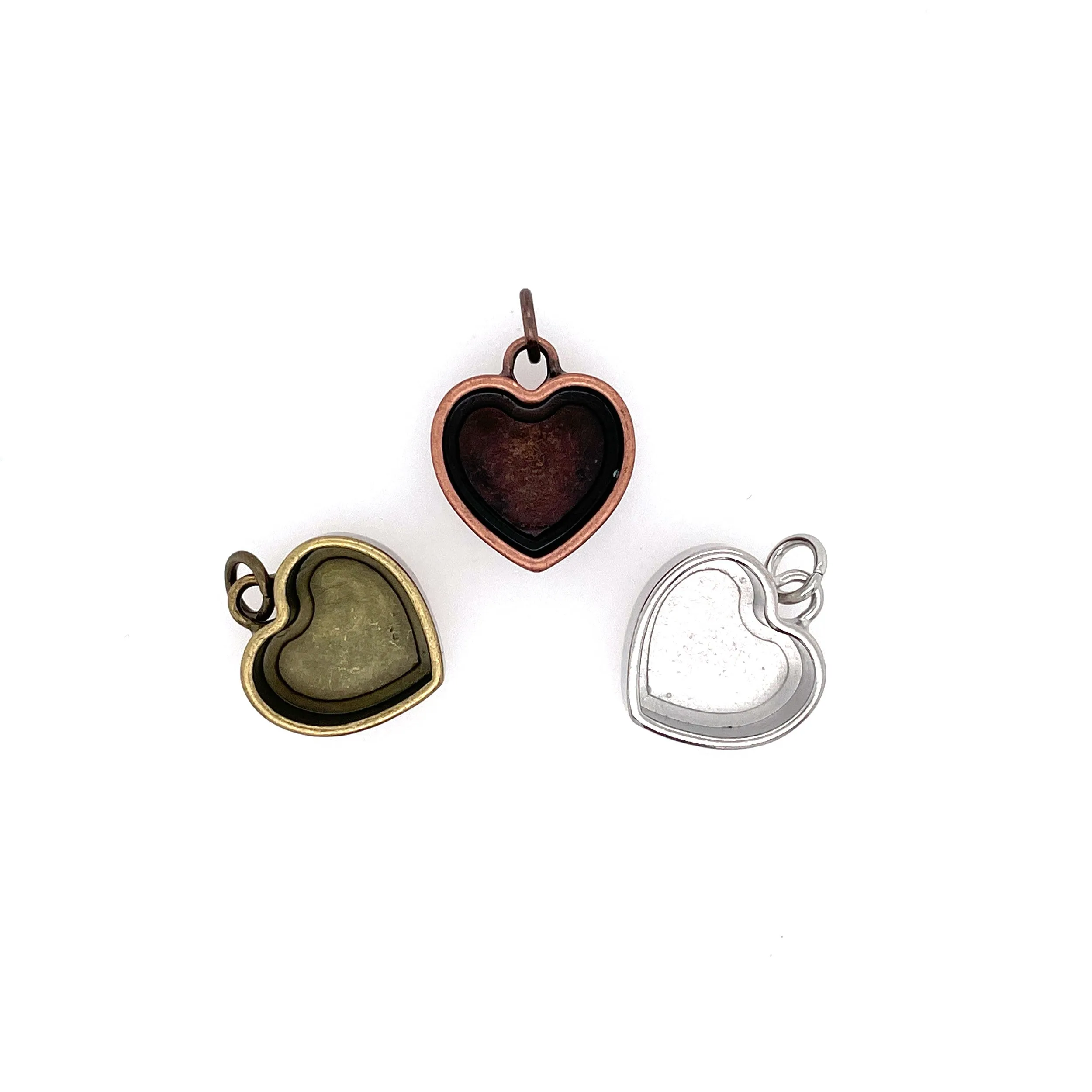 Copper Heart Deep Closed Bezel Charm