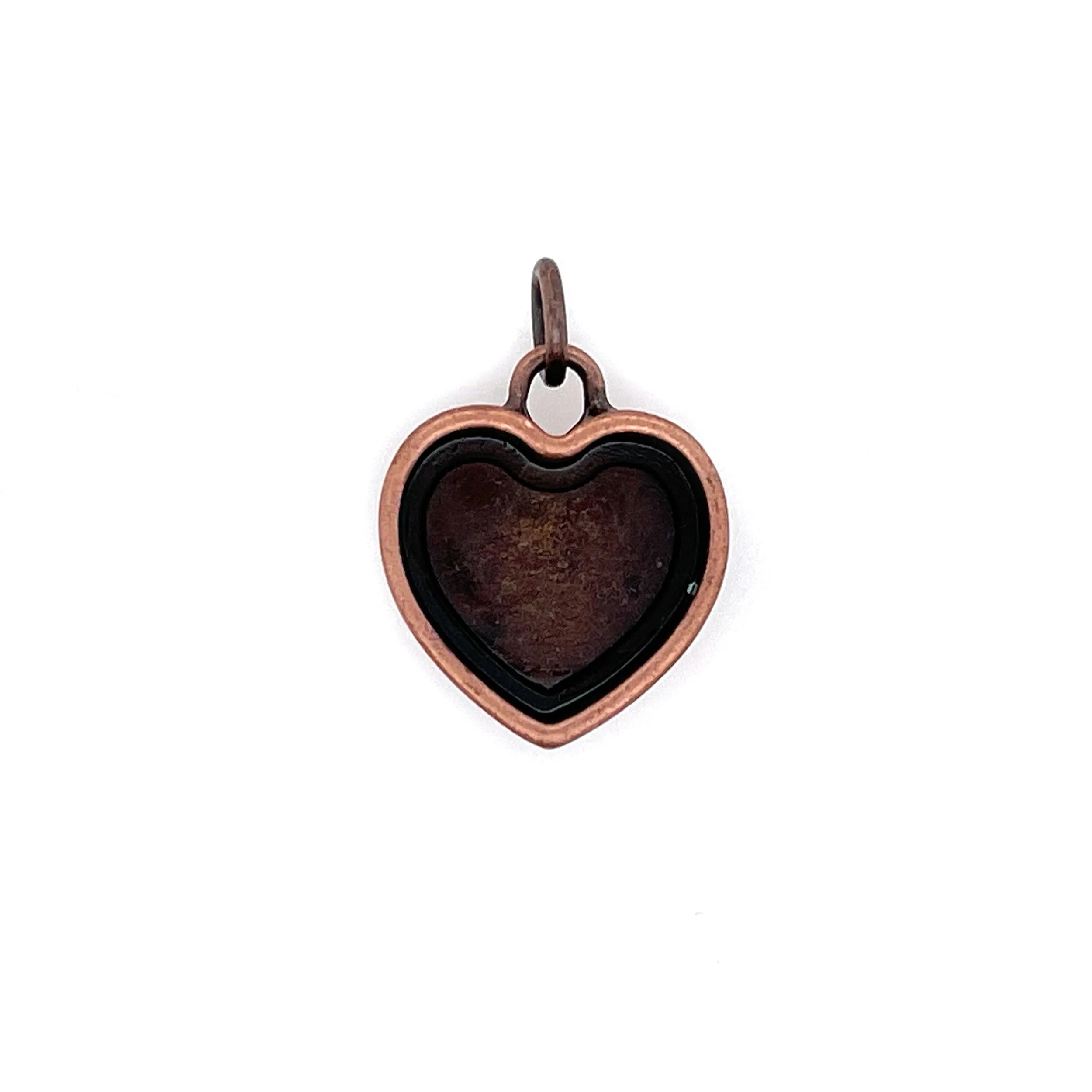 Copper Heart Deep Closed Bezel Charm