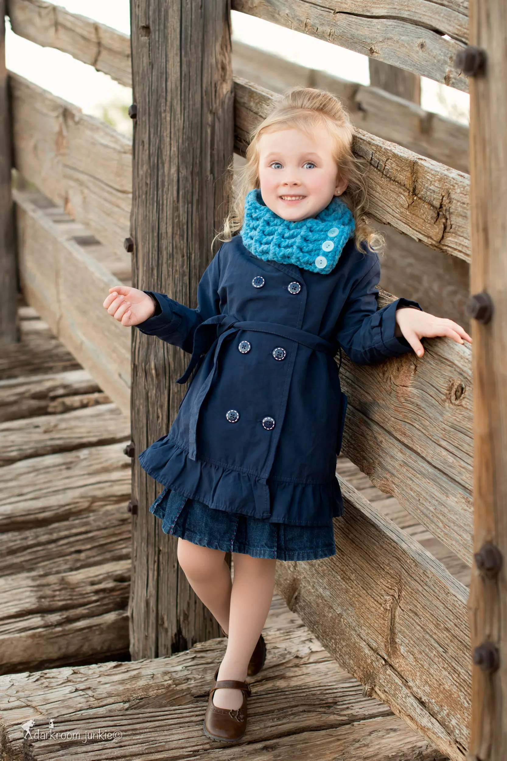 Cornflower blue button scarf