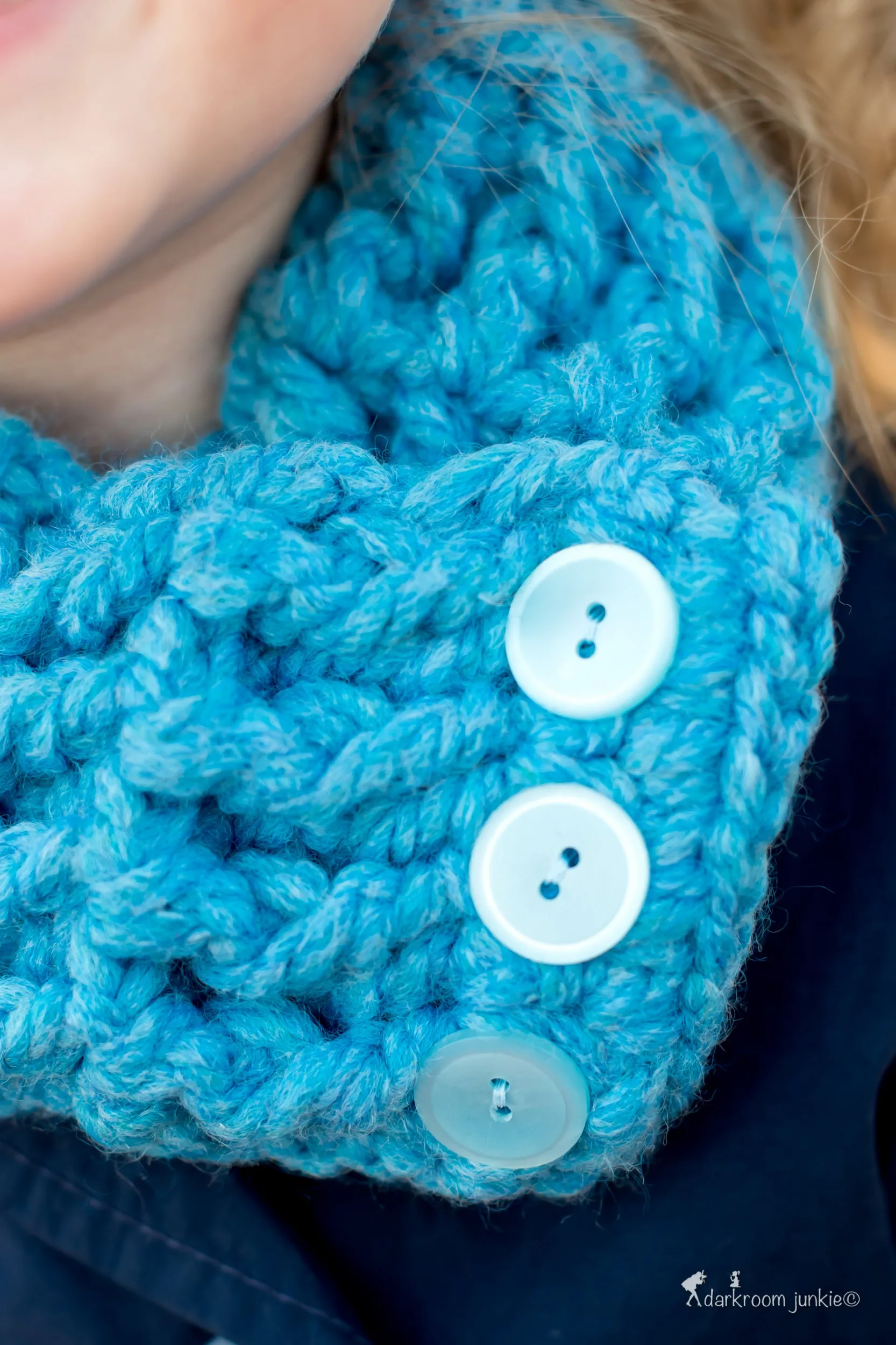 Cornflower blue button scarf