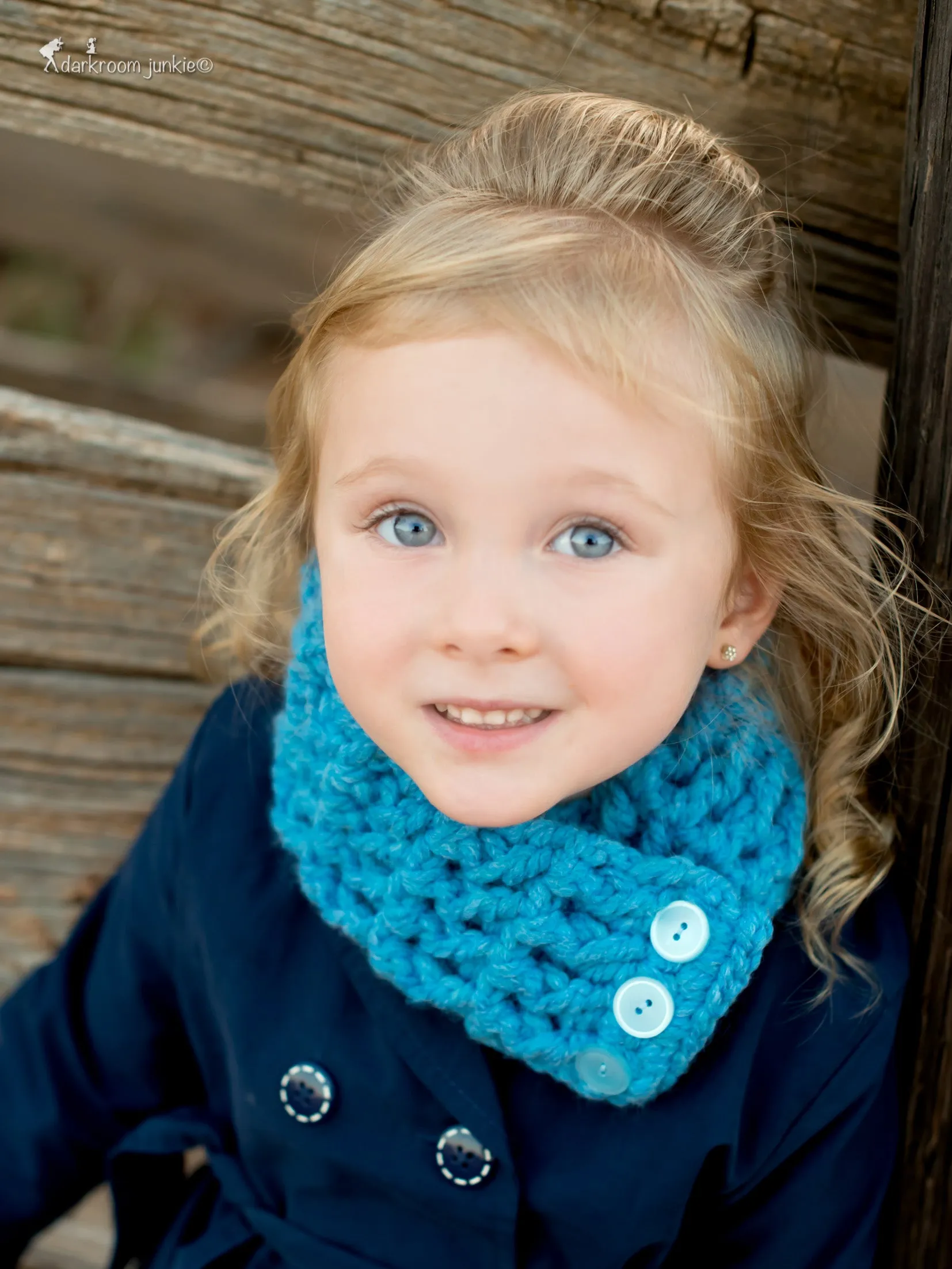 Cornflower blue button scarf