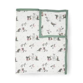 Cotton Muslin Quilted Throw - Snow Day