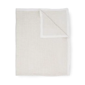 Cotton Muslin Quilted Throw - Tan Gingham