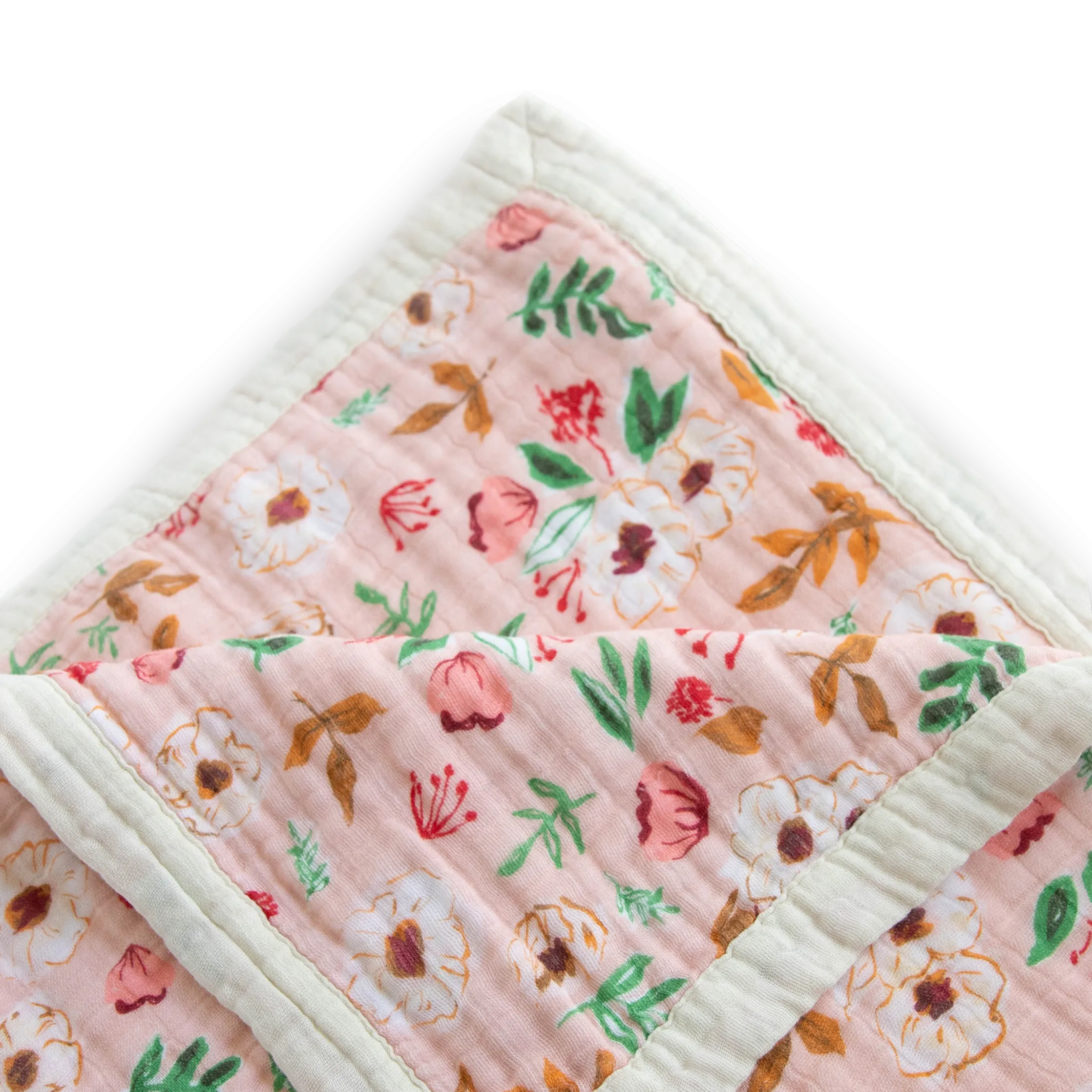 Cotton Muslin Quilted Throw - Vintage Floral