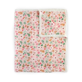 Cotton Muslin Quilted Throw - Vintage Floral