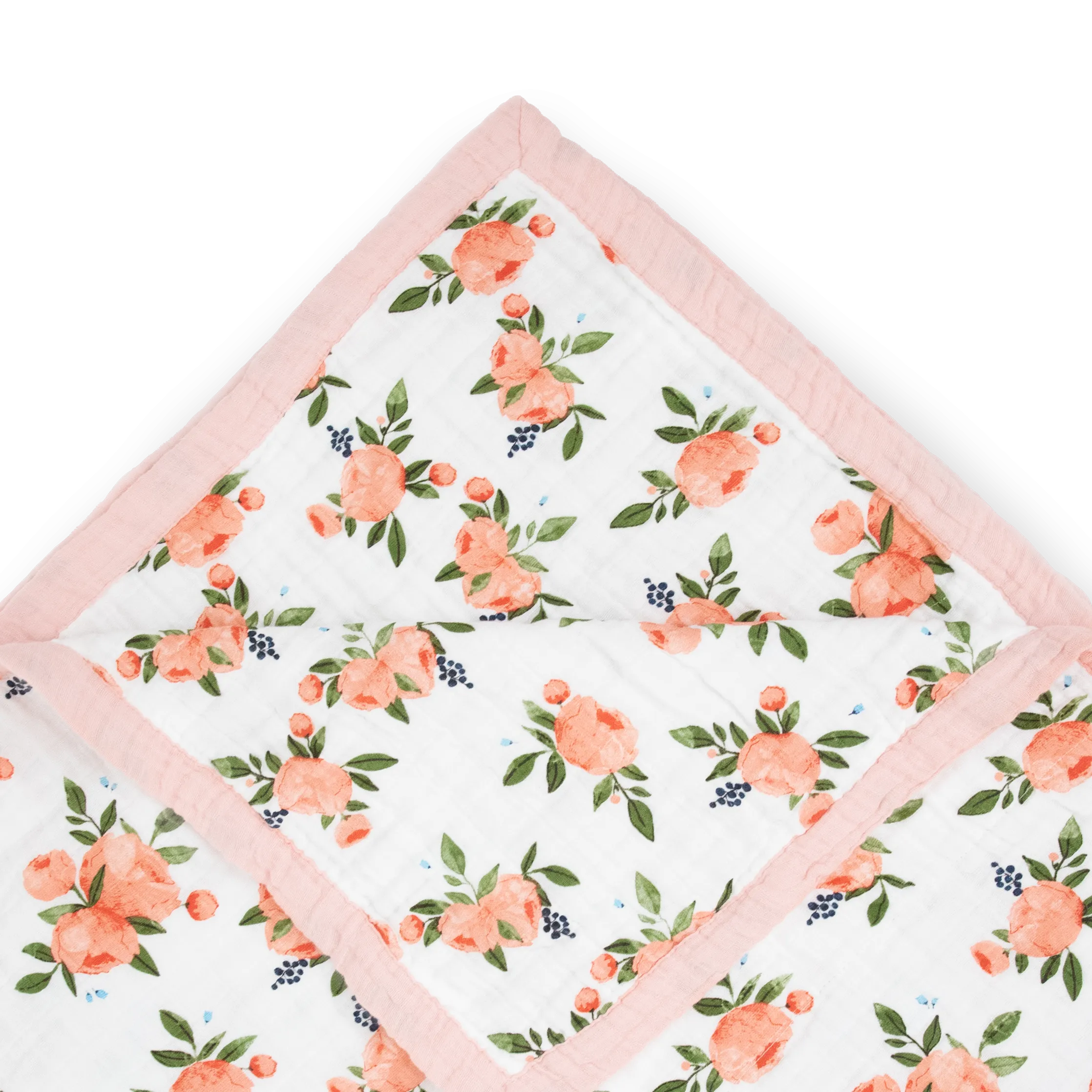 Cotton Muslin Quilted Throw - Watercolor Roses