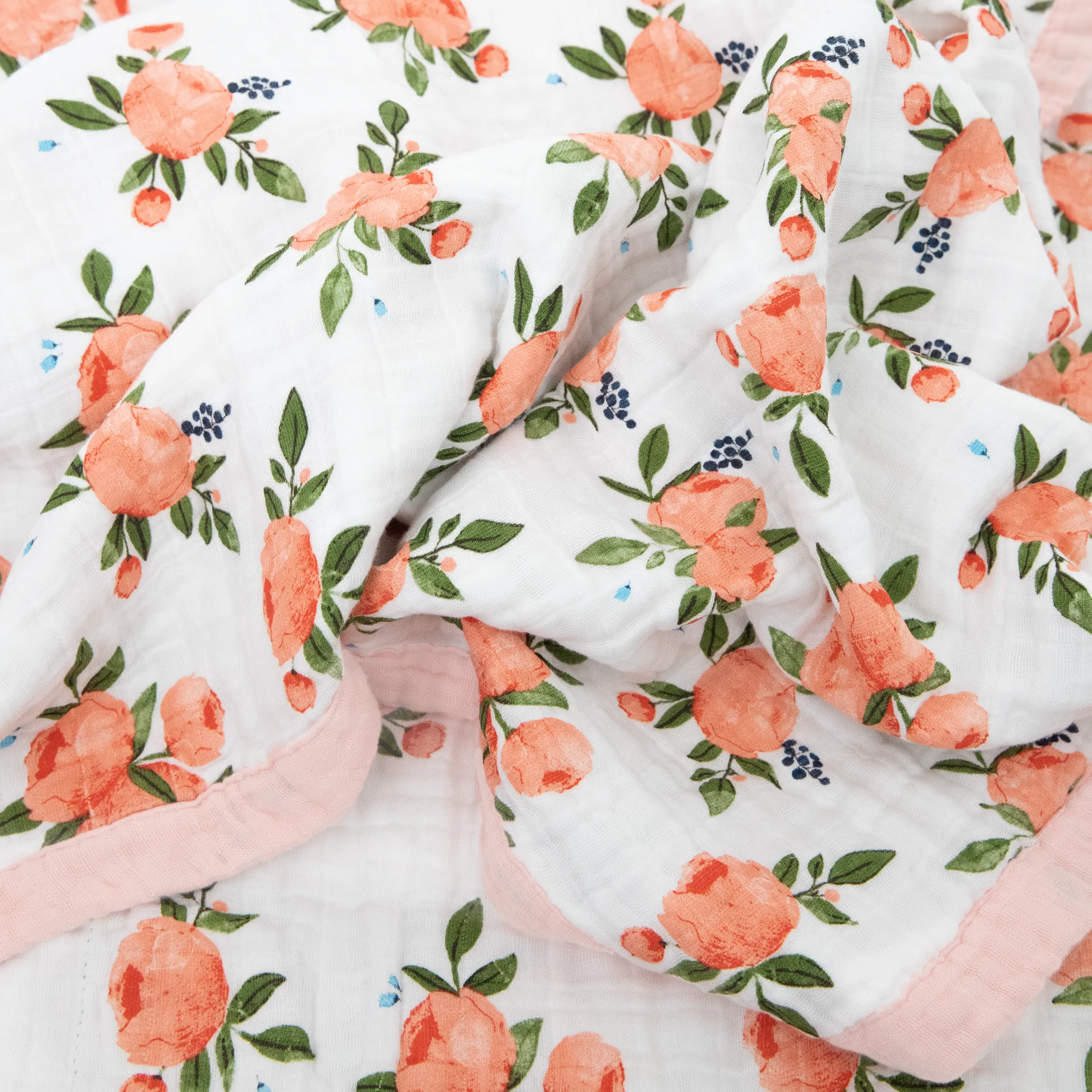 Cotton Muslin Quilted Throw - Watercolor Roses